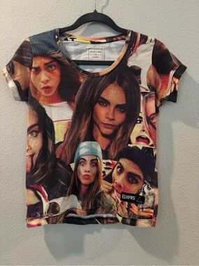 Eleven Paris Multicolor Graphic Face Print Tee